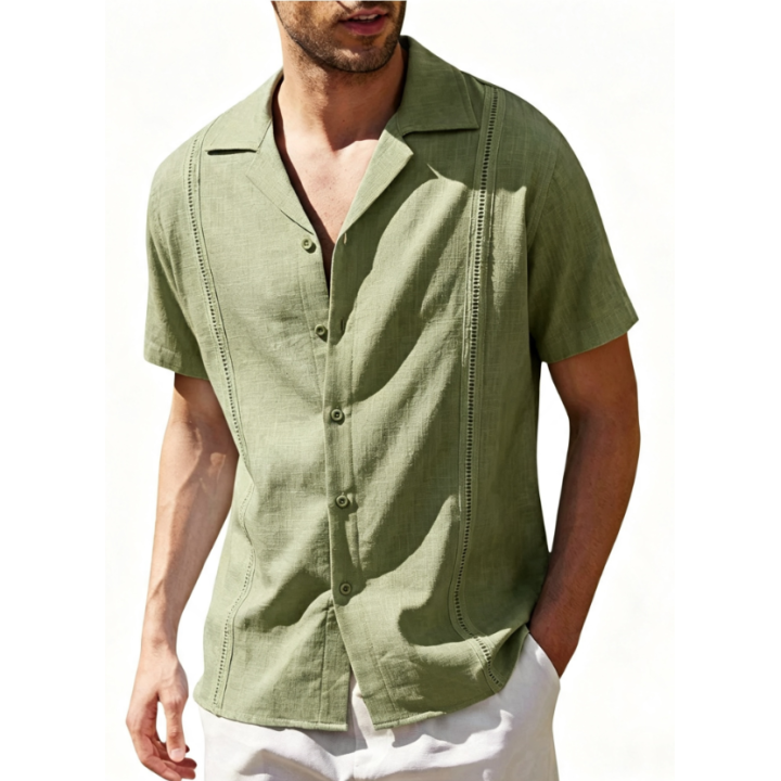 Ebay Men's Loose Casual Shirt Cuban Gaya Bella Short-Sleeved Beach Shirt For Men | Anvare