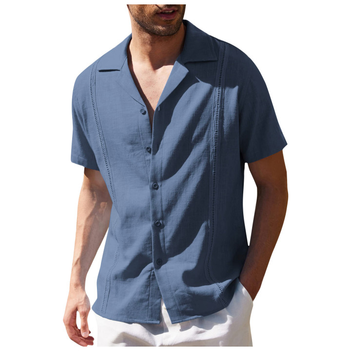 Ebay Men's Loose Casual Shirt Cuban Gaya Bella Short-Sleeved Beach Shirt For Men | Anvare