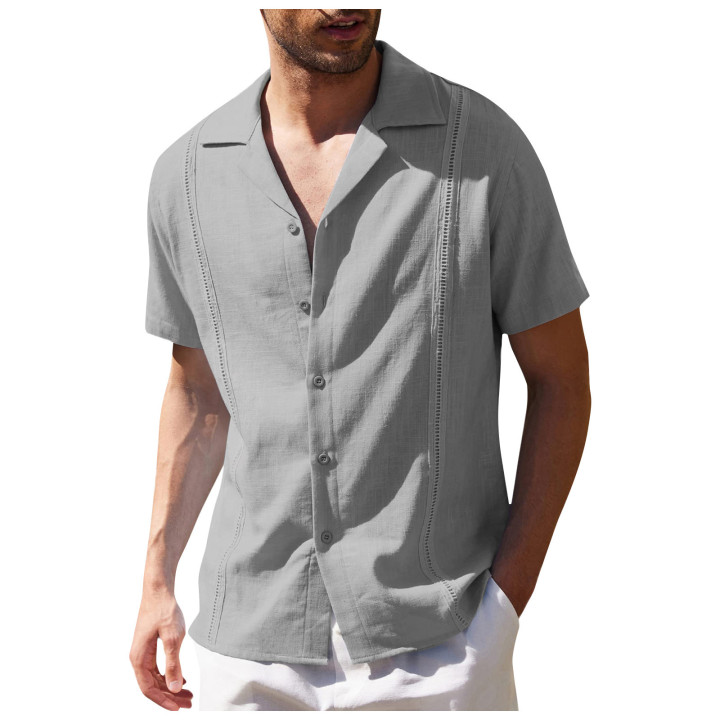 Ebay Men's Loose Casual Shirt Cuban Gaya Bella Short-Sleeved Beach Shirt For Men | Anvare