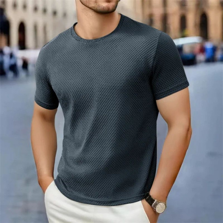 Men's Casual Short Sleeve T-shirt 2025 New Bone Flower Solid | Anvare
