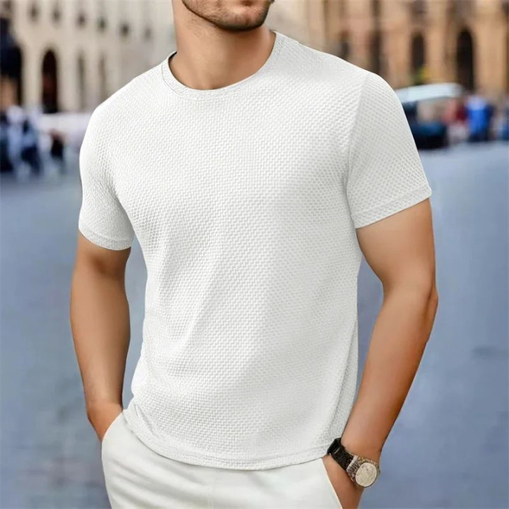 Men's Casual Short Sleeve T-shirt 2025 New Bone Flower Solid | Anvare