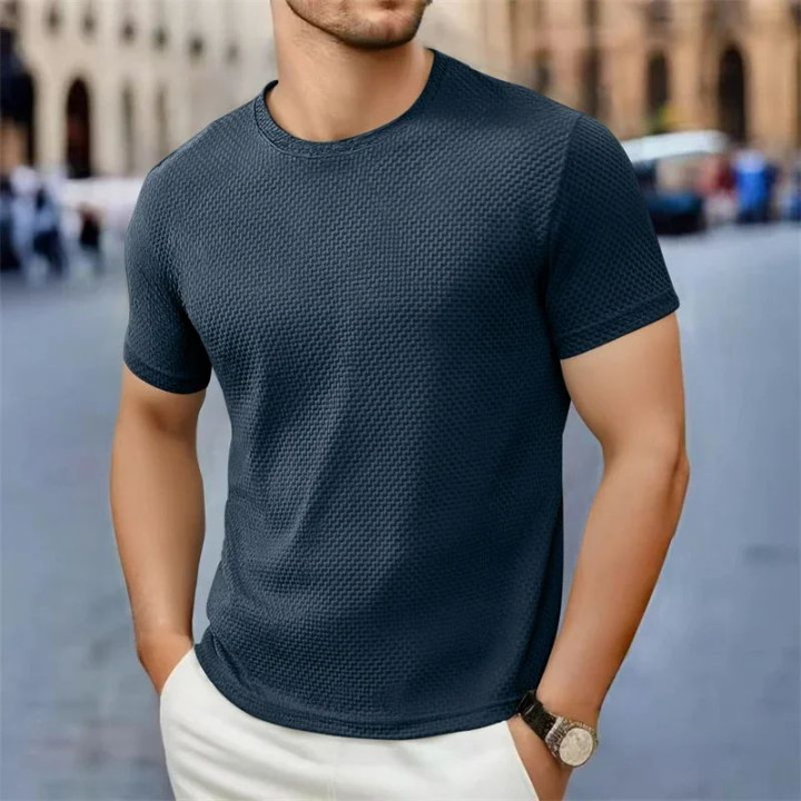 Men's Casual Short Sleeve T-shirt 2025 New Bone Flower Solid | Anvare