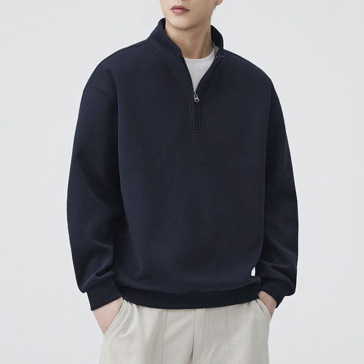AutumnWinter Japanese-style Retro Mens Stand-collar Zip-up Long-sleeve Hoodie | Anvare
