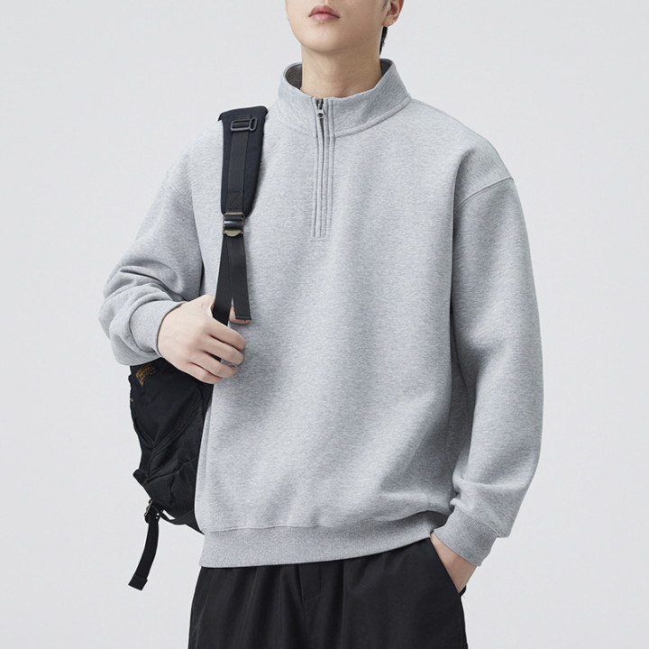 AutumnWinter Japanese-style Retro Mens Stand-collar Zip-up Long-sleeve Hoodie | Anvare
