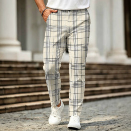 Retro Plaid-Print Casual Mens Trousers | Anvare