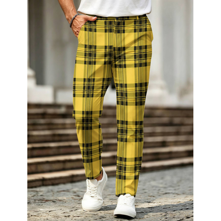 Retro Plaid-Print Casual Mens Trousers | Anvare