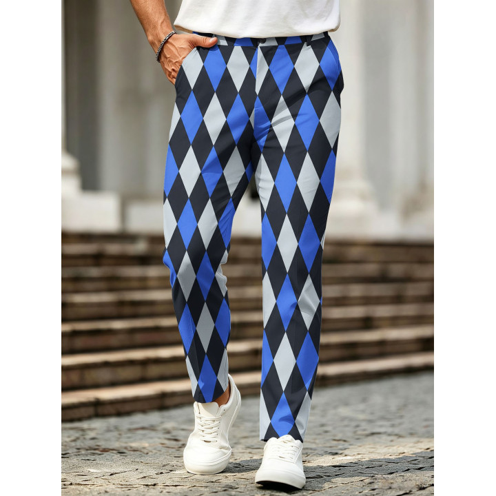 Retro Plaid-Print Casual Mens Trousers | Anvare