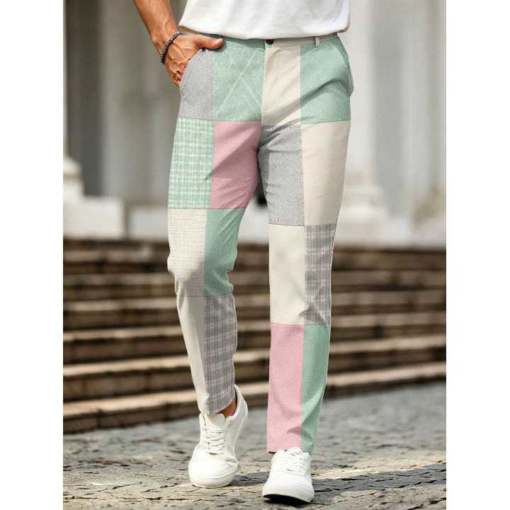 Retro Plaid-Print Casual Mens Trousers | Anvare