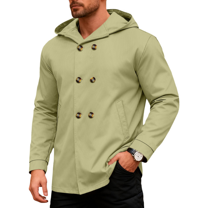 Mens Mid-Length Slim-Fit Hooded Trench Coat | Anvare