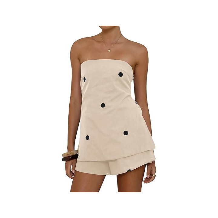 European And American-style Linen Print Polka-dot Spicy-girl Outfit | Anvare