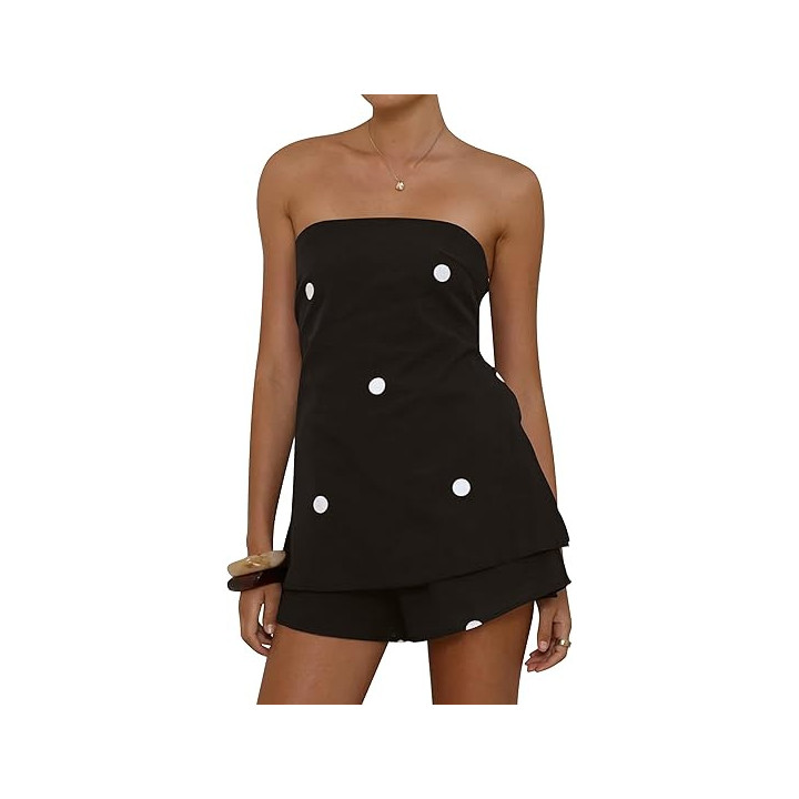 European And American-style Linen Print Polka-dot Spicy-girl Outfit | Anvare
