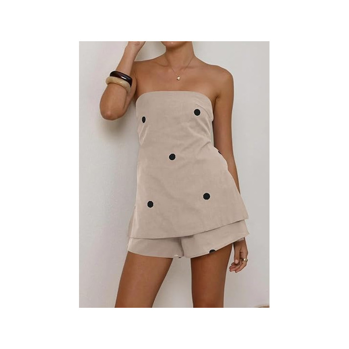 European And American-style Linen Print Polka-dot Spicy-girl Outfit | Anvare