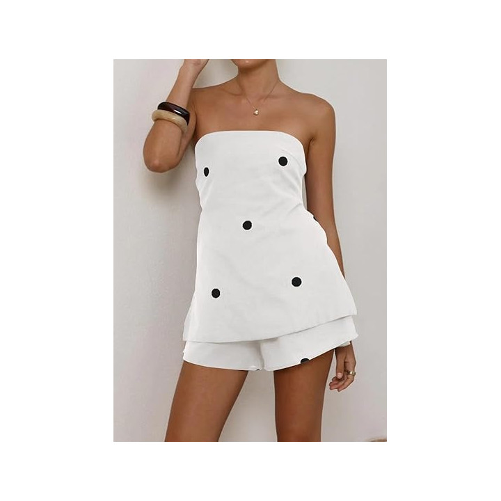 European And American-style Linen Print Polka-dot Spicy-girl Outfit | Anvare