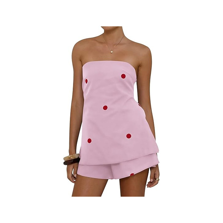 European And American-style Linen Print Polka-dot Spicy-girl Outfit | Anvare