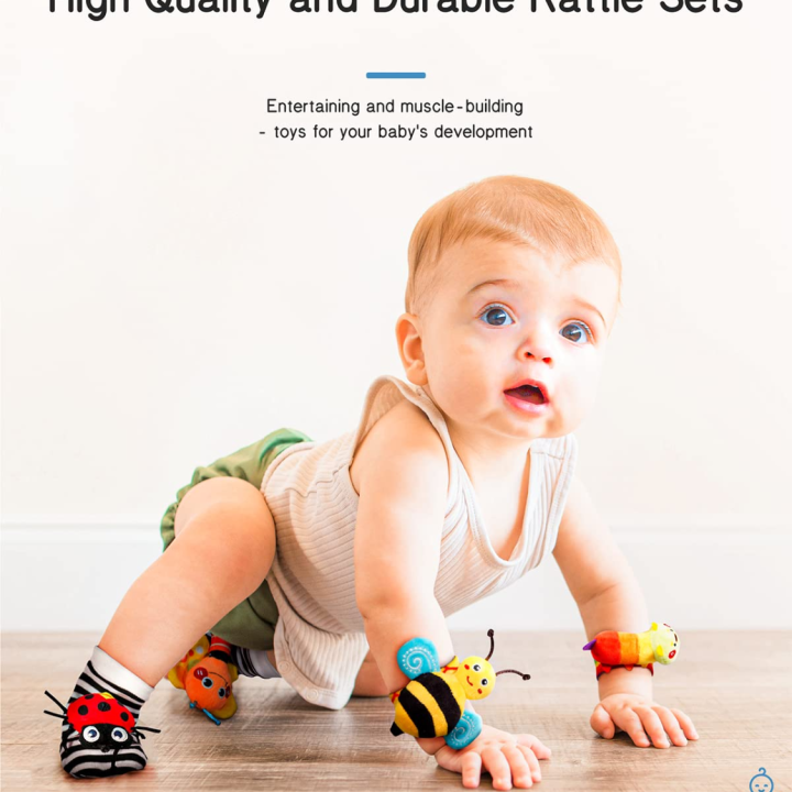 Baby Wrist Rattle Socks And Foot Finder Set Perfect Baby Toys For 0-12 Months Newborn Boys And Girls As Shower Gifts Garden B | 