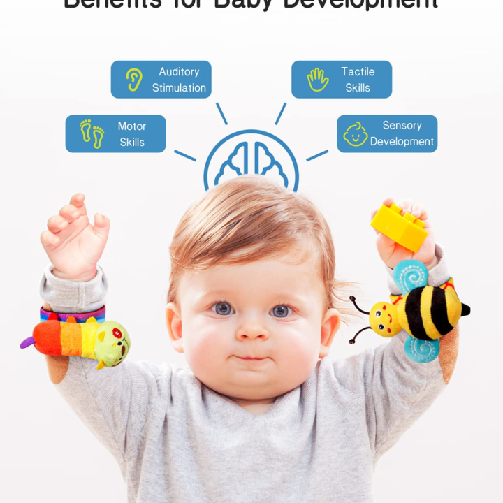 Baby Wrist Rattle Socks And Foot Finder Set Perfect Baby Toys For 0-12 Months Newborn Boys And Girls As Shower Gifts Garden B | 