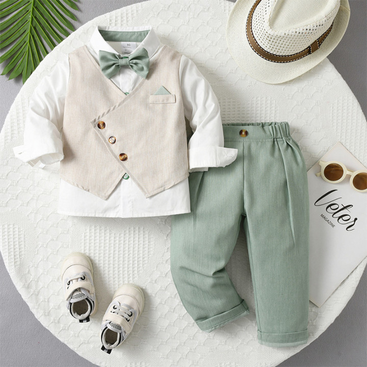 Baby Spring And Autumn Faux Vest Long-sleeve Boys Set | Anvare