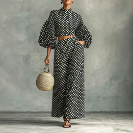 Fashionable Youth Inspired Loose Fitting Two Piece Set With Long Sleeves And Wide Leg Pants | Anvare