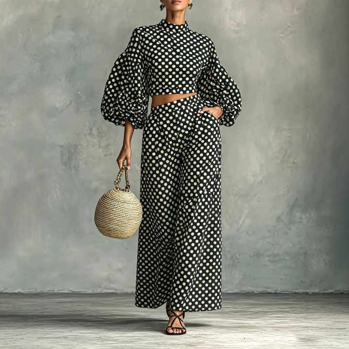 Fashionable Youth Inspired Loose Fitting Two Piece Set With Long Sleeves And Wide Leg Pants | Anvare