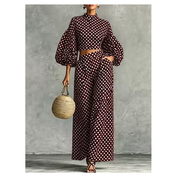 Fashionable Youth Inspired Loose Fitting Two Piece Set With Long Sleeves And Wide Leg Pants | Anvare