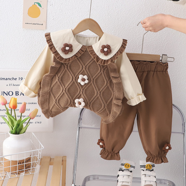 Baby Girl Spring Outfit Set Stylish Childrens Sweater Vest | Anvare
