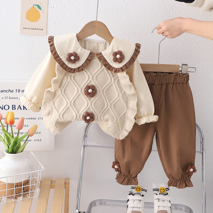 Baby Girl Spring Outfit Set Stylish Childrens Sweater Vest | Anvare