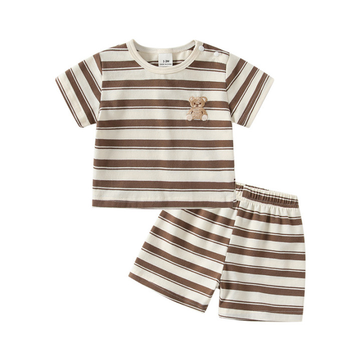 Boys Striped Two-piece Baby Outfit Set | Anvare