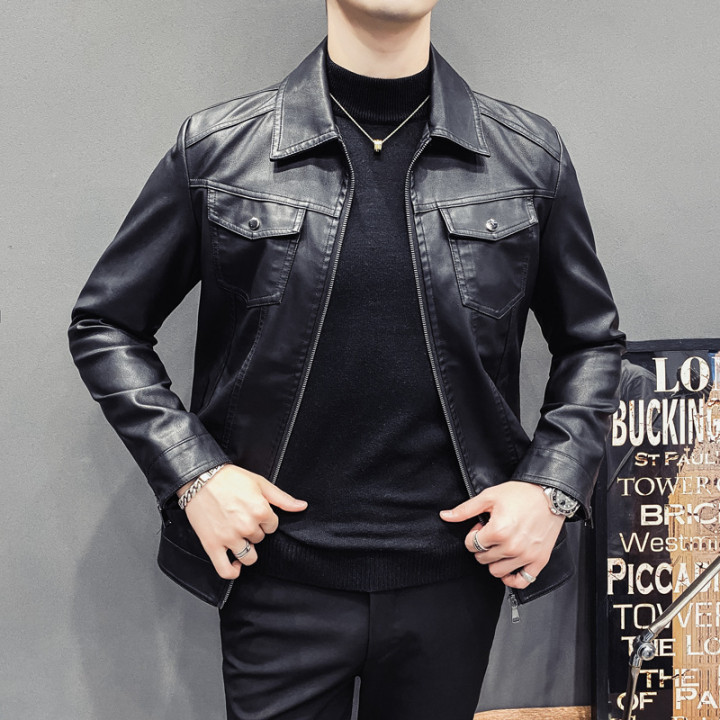Fall Winter Men Quilted Casual Leather Clothing | Anvare