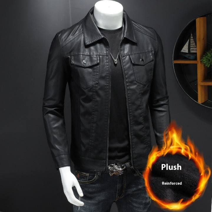 Fall Winter Men Quilted Casual Leather Clothing | Anvare