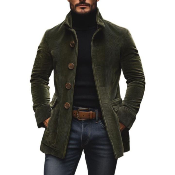 Men's Jacket Winter Stand Collar Button-up Coat Casual Blazer Outerwear Clothing | Anvare