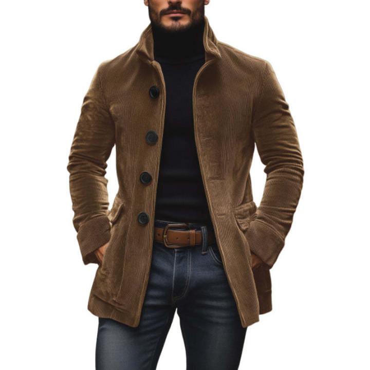 Men's Jacket Winter Stand Collar Button-up Coat Casual Blazer Outerwear Clothing | Anvare