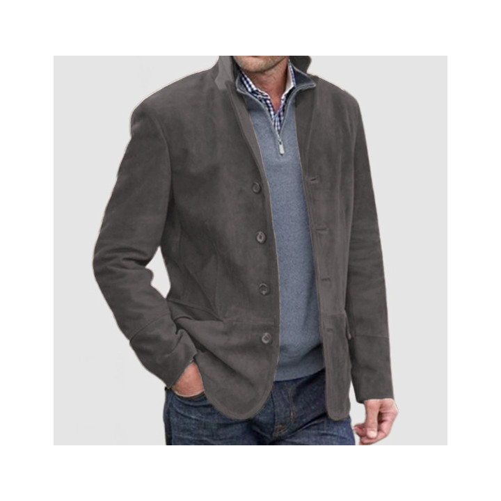 Men's Jacket Winter Stand Collar Button-up Coat Casual Blazer Outerwear Clothing | Anvare