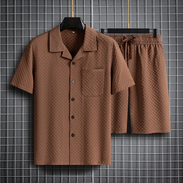 Lapel Short Sleeve Shorts Suit Young And Middle-aged Wear Fashion Trendy Two-piece Suit | Anvare