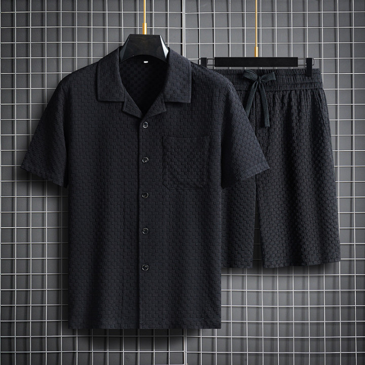 Lapel Short Sleeve Shorts Suit Young And Middle-aged Wear Fashion Trendy Two-piece Suit | Anvare