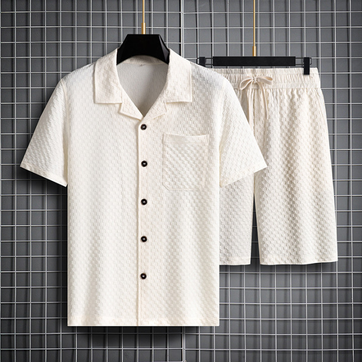 Lapel Short Sleeve Shorts Suit Young And Middle-aged Wear Fashion Trendy Two-piece Suit | Anvare