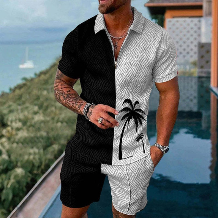 Fashion Casual Zipper Short Sleeve Suit | Anvare