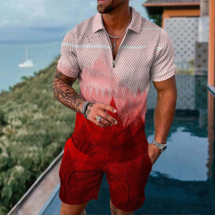 Fashion Casual Zipper Short Sleeve Suit | Anvare