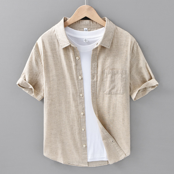 Thin Menswear Linen Short Sleeve Shirt | Anvare