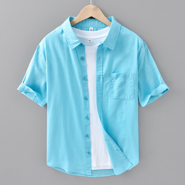 Thin Menswear Linen Short Sleeve Shirt | Anvare