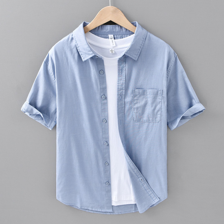 Thin Menswear Linen Short Sleeve Shirt | Anvare