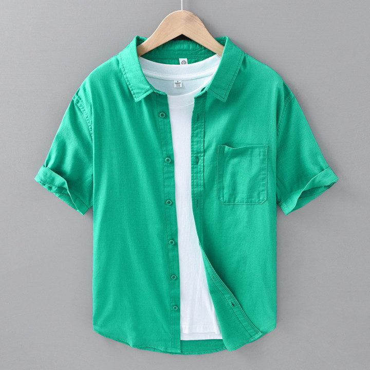 Thin Menswear Linen Short Sleeve Shirt | Anvare