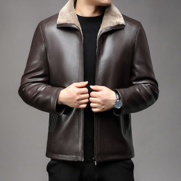Jacket Business Warm Fur Lapel Fur Integrated Fleece-lined Thickened Leather Coat | Anvare