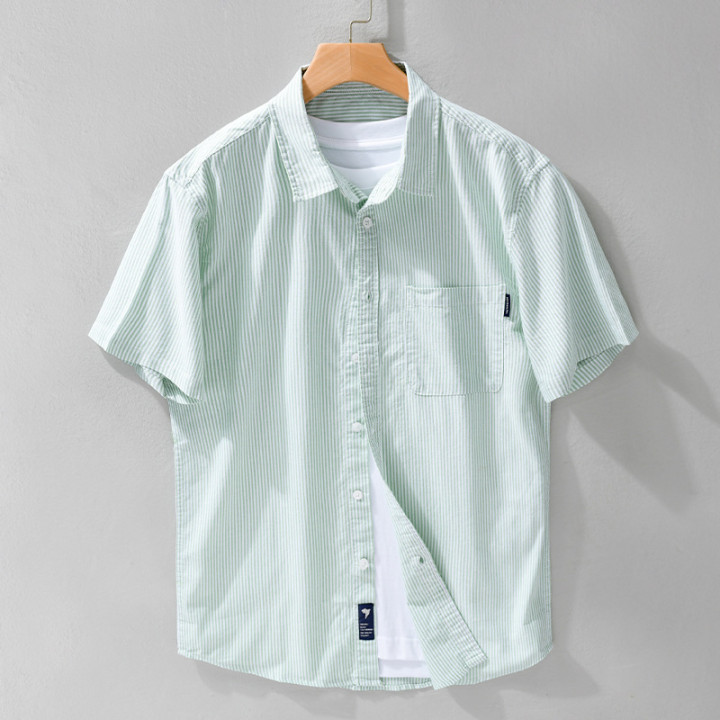 Summer Menswear Striped Minimalist Short Sleeve Shirt | Anvare