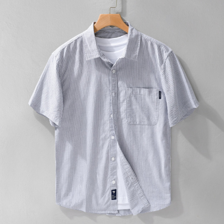 Summer Menswear Striped Minimalist Short Sleeve Shirt | Anvare
