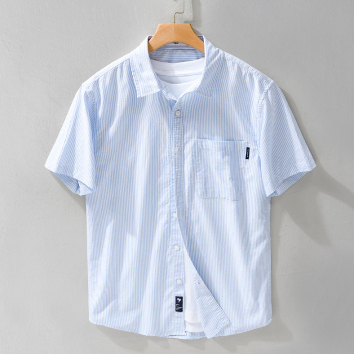 Summer Menswear Striped Minimalist Short Sleeve Shirt | Anvare