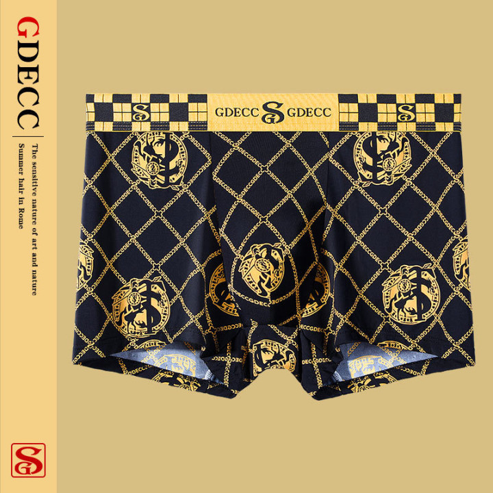 Summer Thin Men's Underwear Ice Silk Breathable Retro Printed Antibacterial Shorts | Anvare