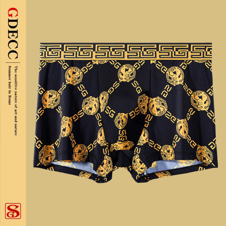 Summer Thin Men's Underwear Ice Silk Breathable Retro Printed Antibacterial Shorts | Anvare