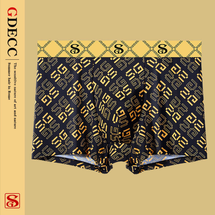 Summer Thin Men's Underwear Ice Silk Breathable Retro Printed Antibacterial Shorts | Anvare