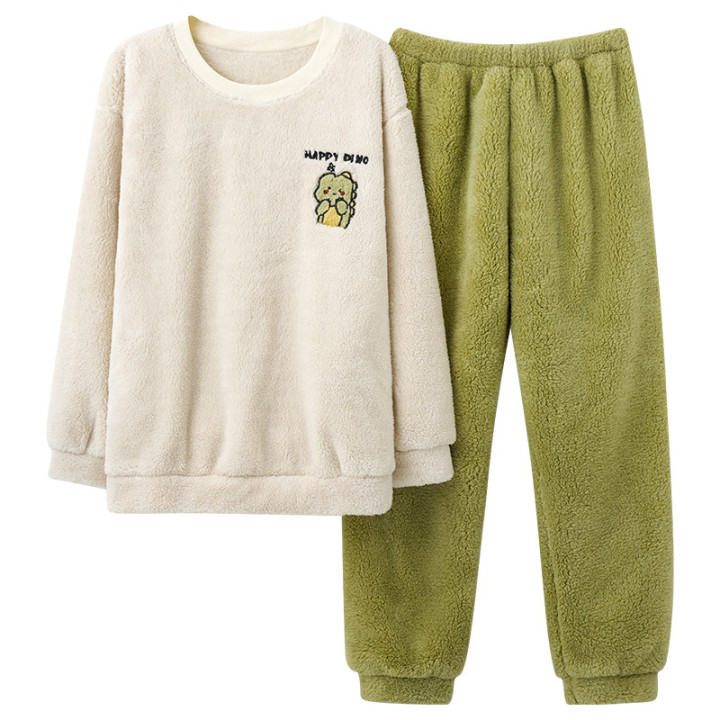 Coral Velvet Pajamas Men's Winter Thicken Thermal Pullover Round Neck Flannel Home Wear | Anvare
