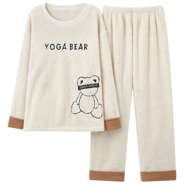 Coral Velvet Pajamas Men's Winter Thicken Thermal Pullover Round Neck Flannel Home Wear | Anvare